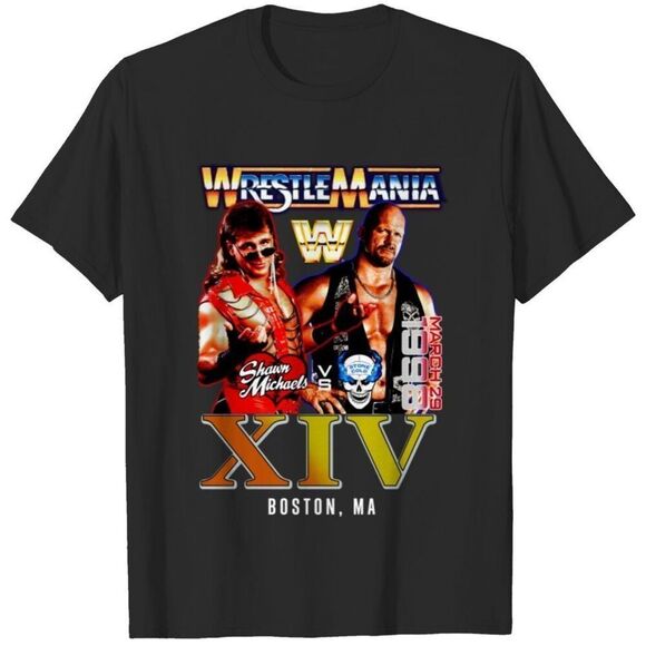 WWE Wrestle Mania XIV 1998 Boston Stone Cold Shawn Michaels T-Shirt Men's Large - Picture 1 of 10